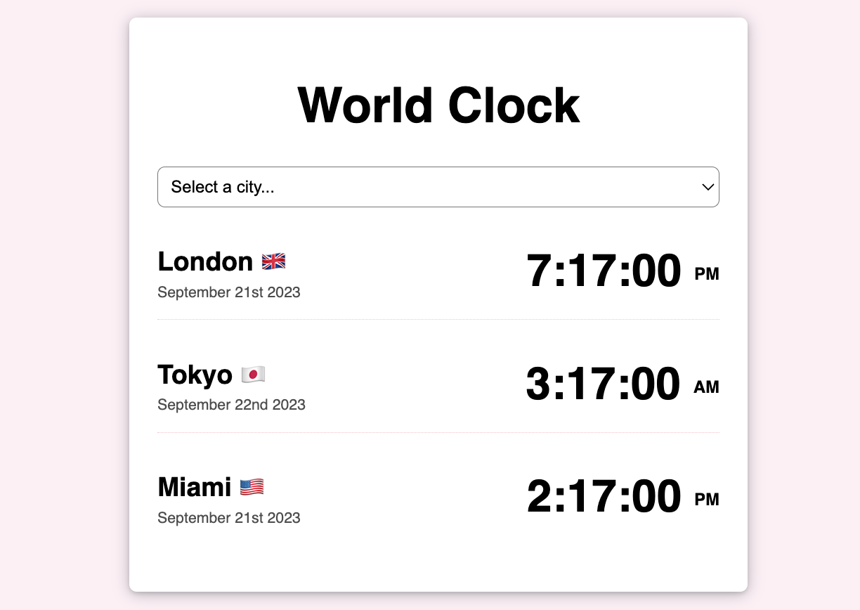 Image of SheCodes World Clock Project